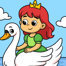 Princess Riding A Giant Swan Printable