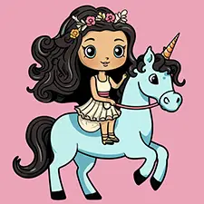 Princess Riding Unicorn Coloring Page