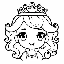 Princess With A Tiara Coloring Page Black & White