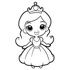 Princess With A White Ball Gown Coloring Sheets Black & White
