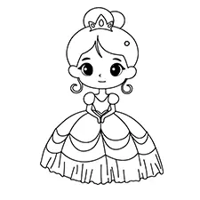 Princess With A Yellow Ball Gown Colouring Pages Black & White