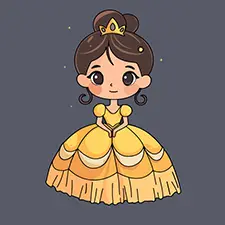 Princess With A Yellow Ball Gown Colouring Pages