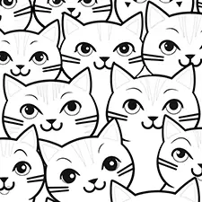 Printable Cats Coloring Pages Black & White