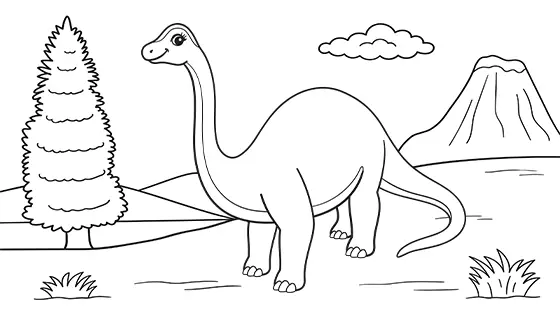 Printable Diplodocus Coloring Pages Free PDF Download Black & White