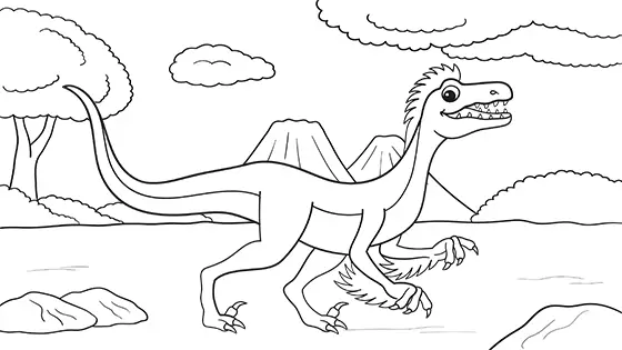 Printable Velociraptor Coloring Page PDF Black & White