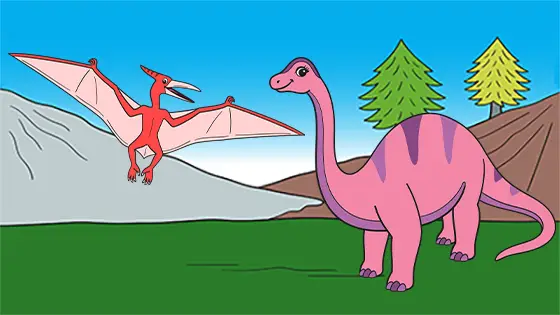 Diplodocus Attacked By Pterodactyl Coloring Page Color