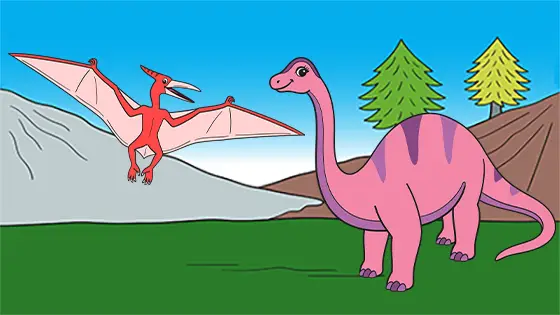 Pterodactyl Attacking Diplodocus  Coloring Page Color