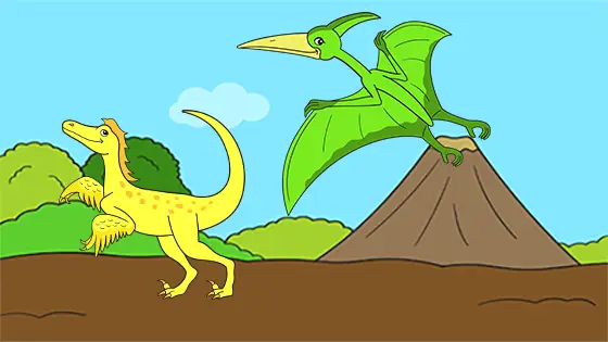 Pterodactyl Swooping Down On Velociraptor Coloring Page Color