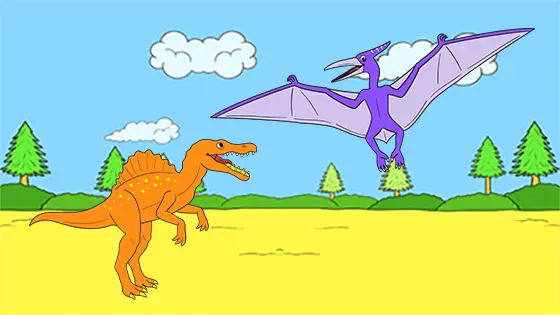 Pterodactyl vs Spinosaurus Coloring Page Color