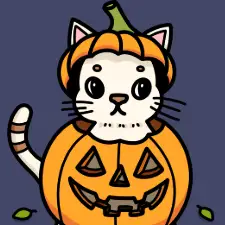 Pumpkin Cat Coloring Page