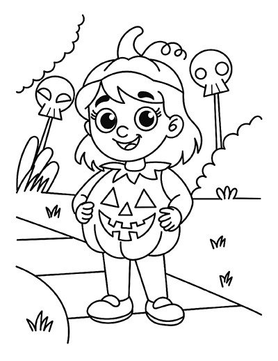 Pumpkin Girl Coloring Page