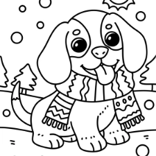 Puppy Enjoying The Snow Coloring Page