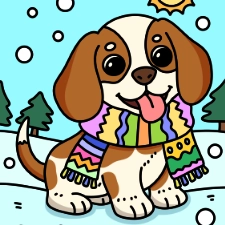 Puppy Enjoying The Snow Coloring Page