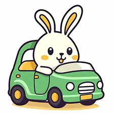 Rabbit Driving Car Coloring Page