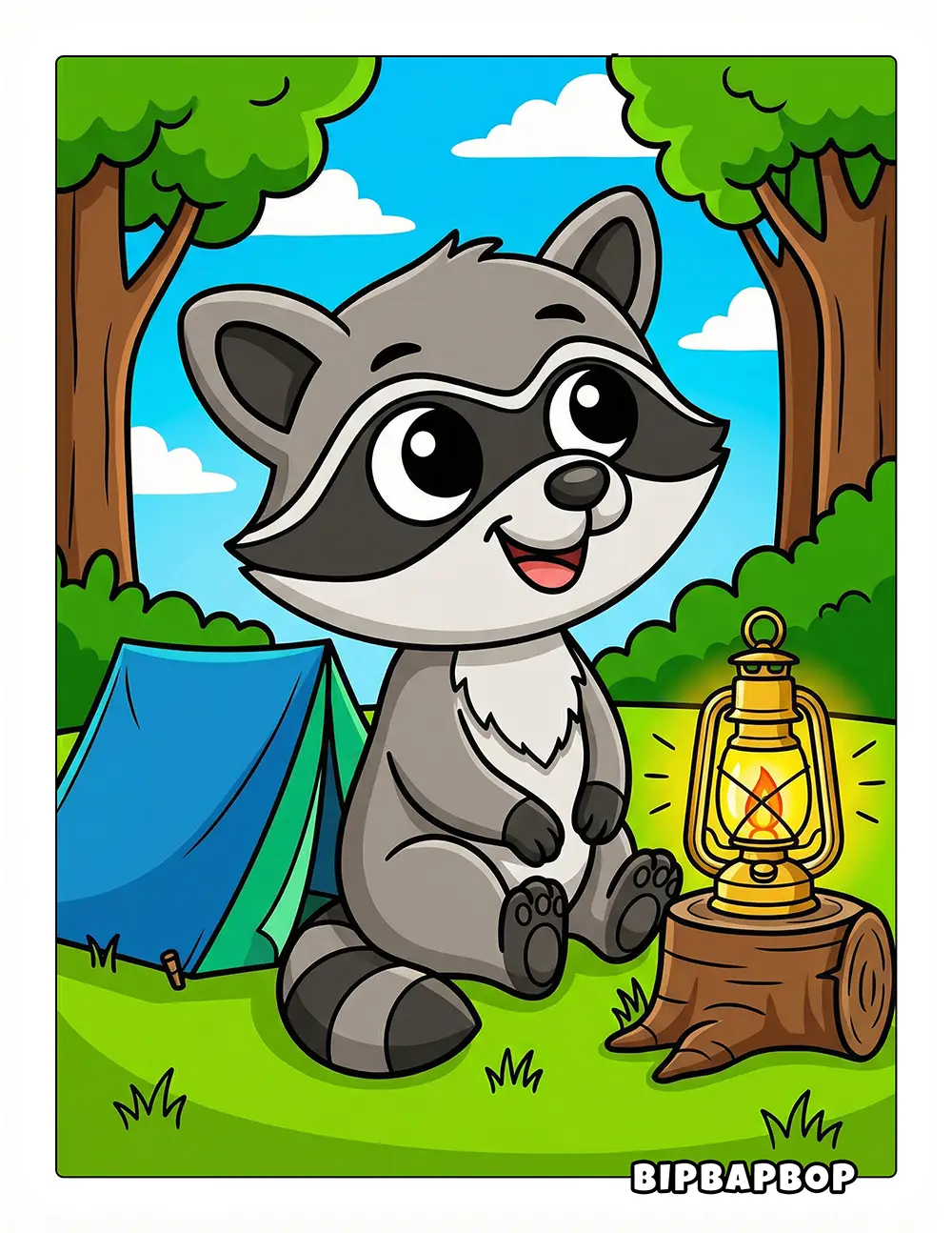 Raccoon Camping Printable