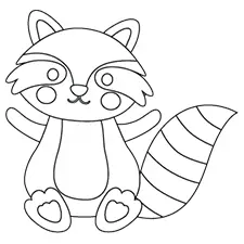 Cute Baby Raccoon Coloring Page Black & White