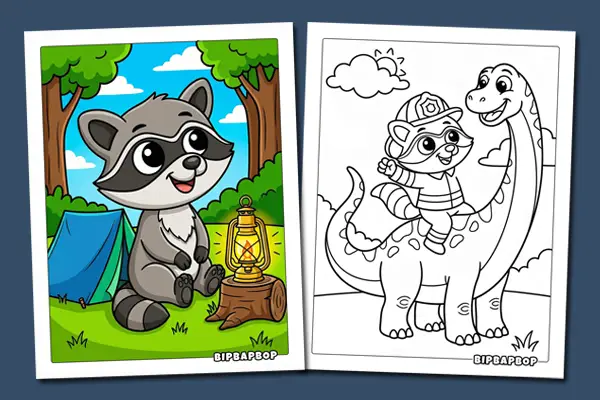Raccoon Coloring Pages
