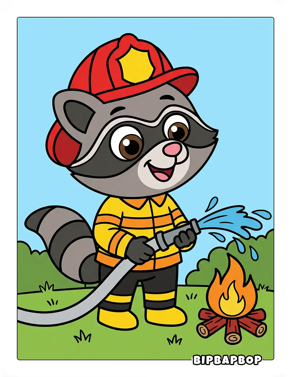 Raccoon Firefighter Printable