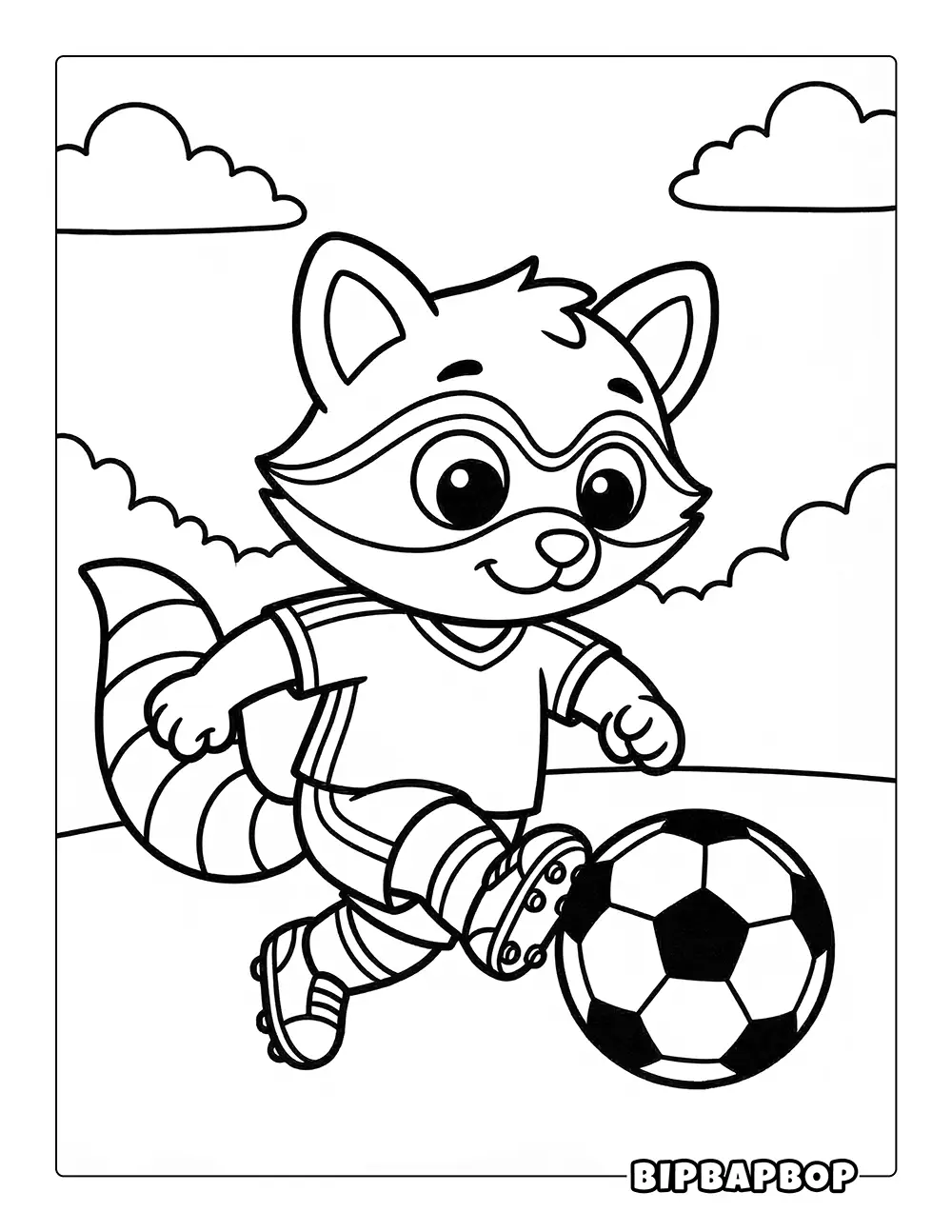 Raccoon Soccer Player Coloring Page