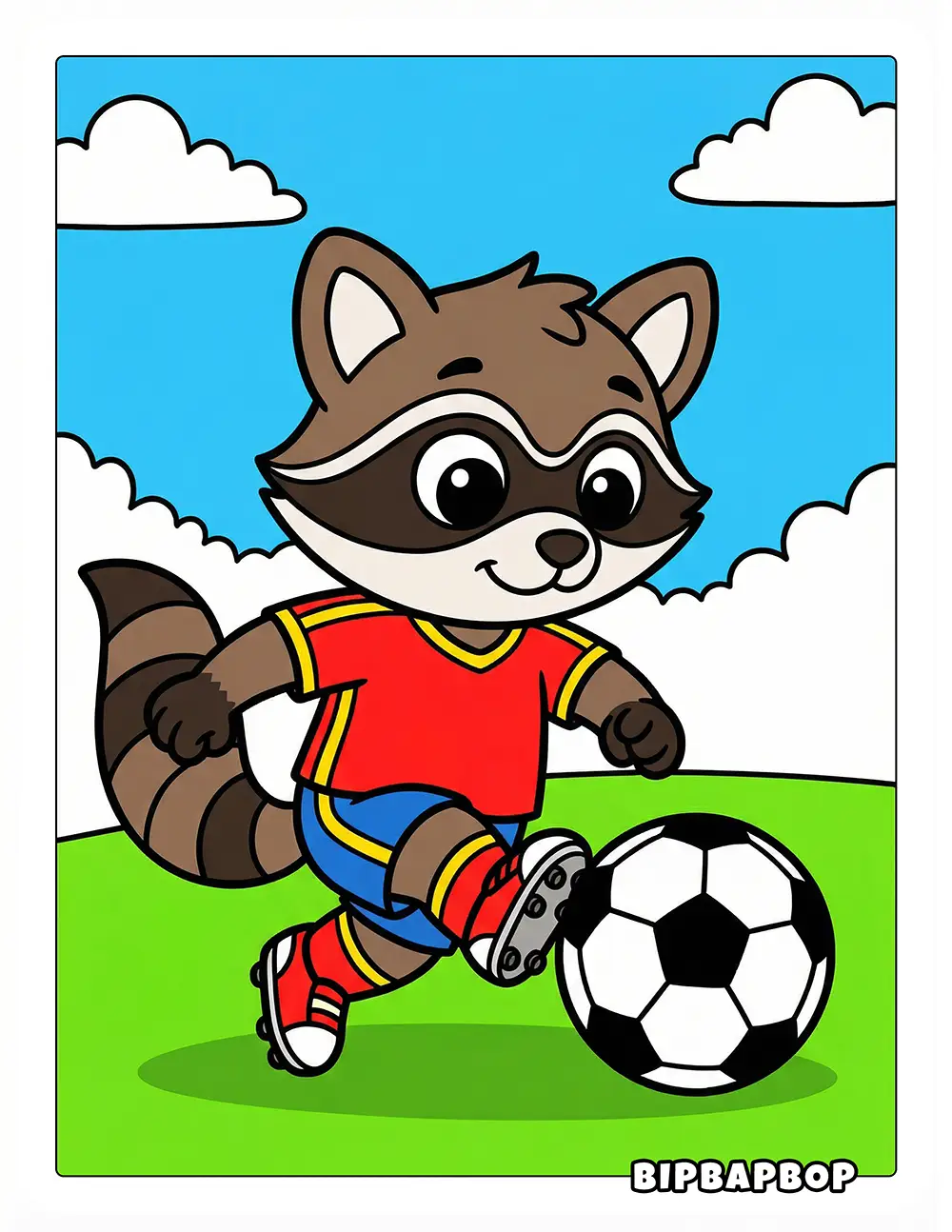 Raccoon Soccer Player Printable