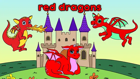 Red Dragons Coloring Page Color