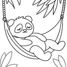 Resting Panda Coloring Page Black & White