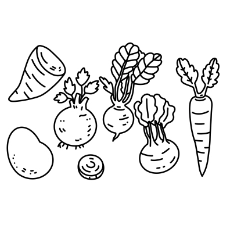 Root Vegetables Coloring Page