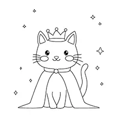 Royal Cat Coloring Sheet Black & White