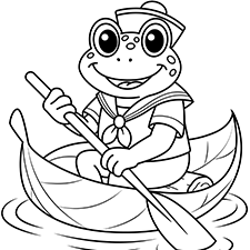 Sailor Frog Coloring Page Black & White
