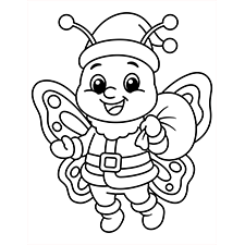 Santa Butterfly Coloring Page