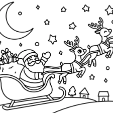 Santa Claus and Reindeer Coloring Page