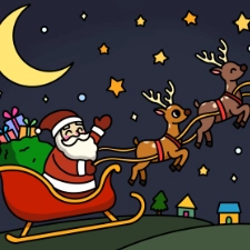 Santa Claus and Reindeer Coloring Page