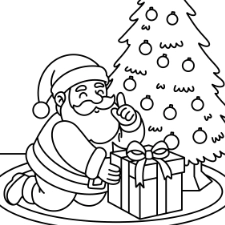 Santa Putting Gifts Coloring Page