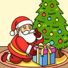 Santa Putting Gifts Coloring Page