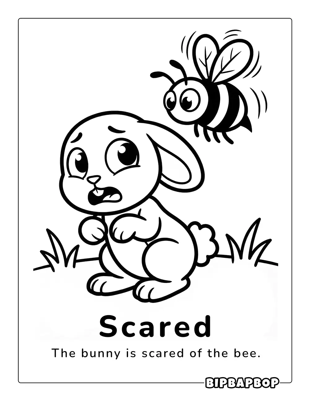 A rabbit scared by a bee