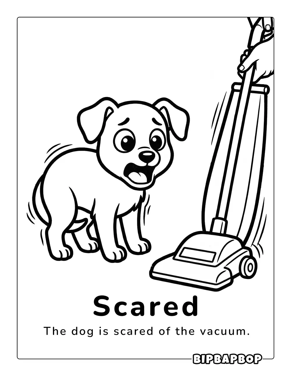 The dog is scared of the vacuum