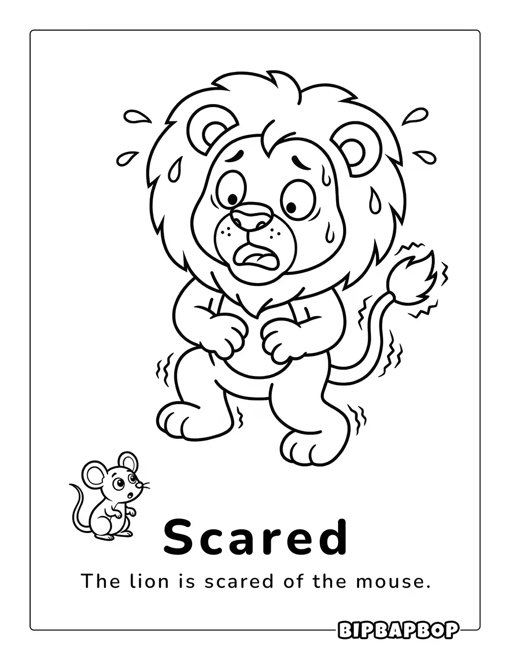 A lion scared by a mouse