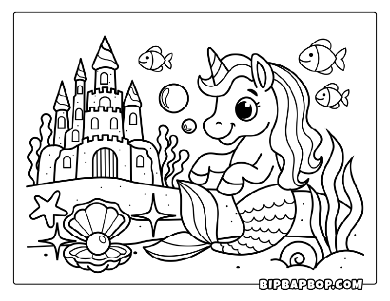 Sea Unicorn Coloring Page