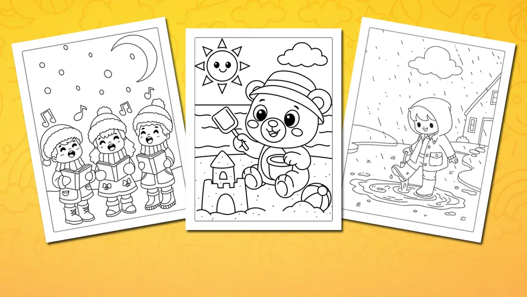 Season coloring pages - Summer, Winter, Spring & Fall printables