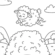 Sheep Diving Into A Pile Of Wool Coloring Page