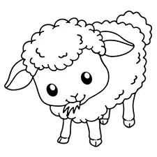 Sheep Eating Grass Coloring Page B&W