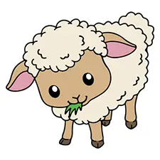 Sheep Eating Grass Coloring Page