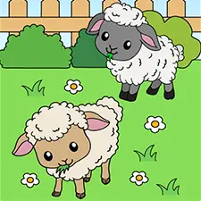 Two Sheep Eating Grass Coloring Page