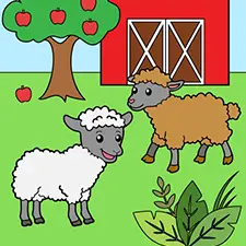 Sheep On A Farm Coloring Page