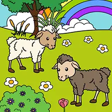 Sheep In A Flower Field Coloring Page
