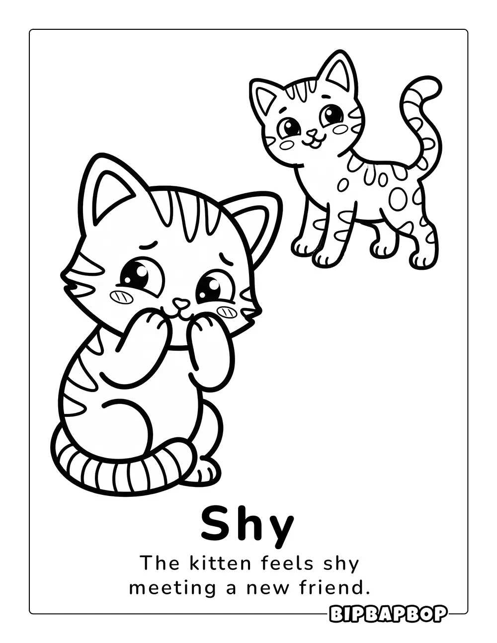 A shy cat meeting a new friend