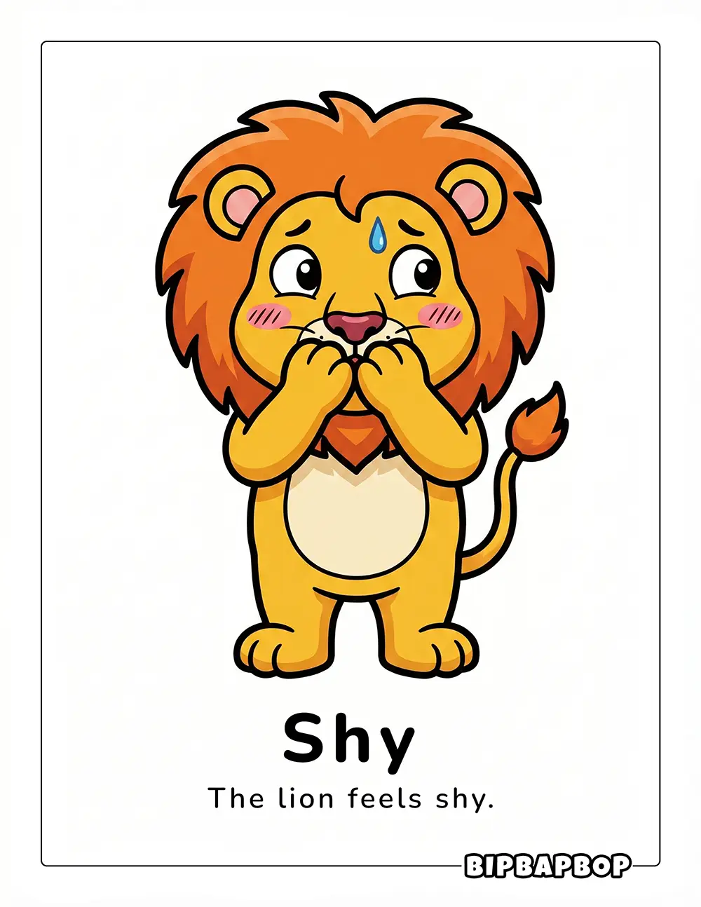 The lion feels shy
