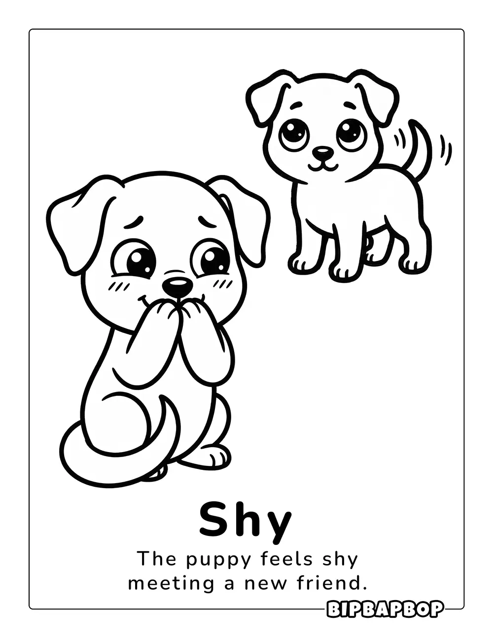 A shy dog meeting a new dog friend