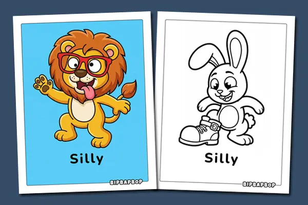 Silly colouring pages - Free coloring sheets helping kids name their emotions