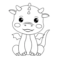 Simple Baby Dragon Coloring Pages Black & White